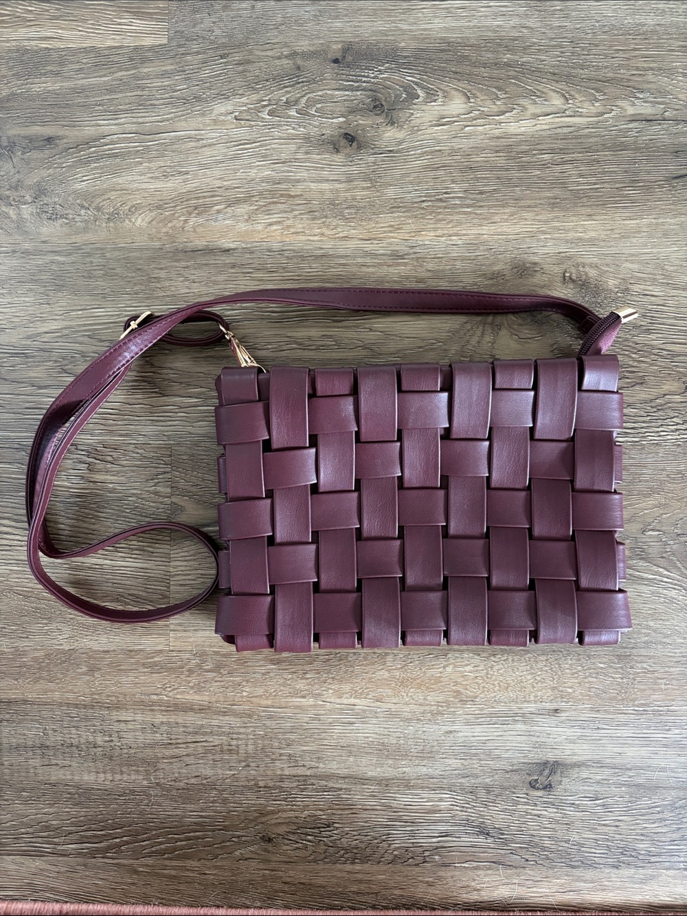 Anthropologie Woven Crossbody Bag/Clutch in Burgundy